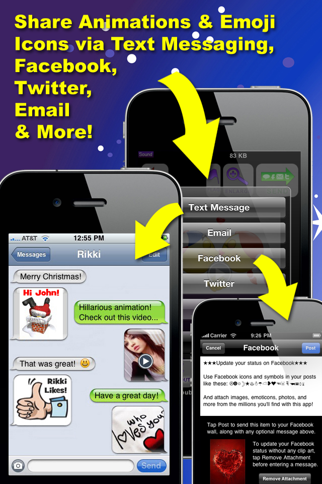 3D Animations + Emoji for MMS Text Messaging with 500,000+ Animated Emoticons iPhone